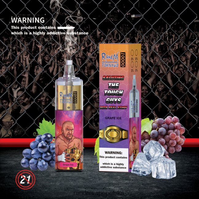 RandM Tornado 10000 urządzenie do waporyzacji z kontrolą przepływu powietrza 1 szt 624VFR116 tęczowy cukierek - RandM Disposable Vape