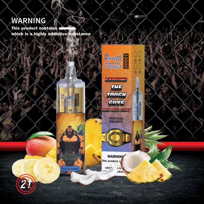 RandM Tornado 10000 urządzenie do waporyzacji z kontrolą przepływu powietrza 1 szt 624VFR118 kiwi truskawkowe - Tornado Vape Wrocław