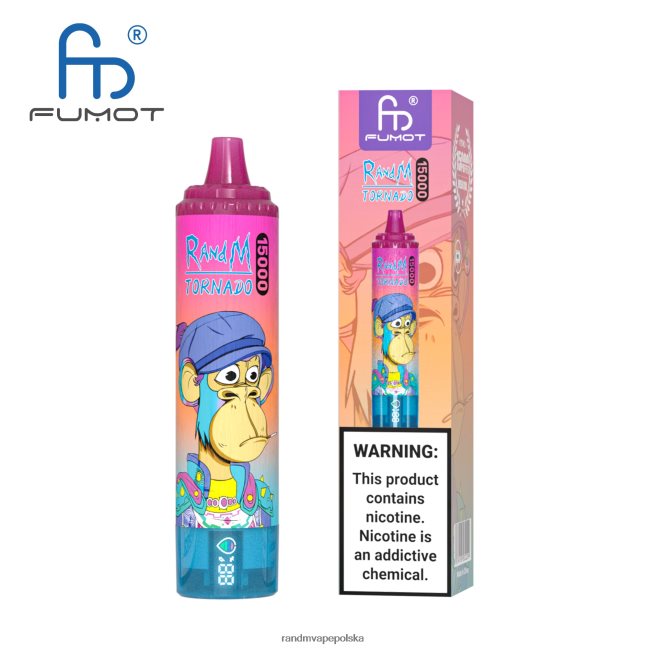 Fumot RandM Tornado Urządzenie vape 15000 z baterią i wyświetlaczem ejuice w wersji 1 624VFR26 vimto - RandM Disposable Vape