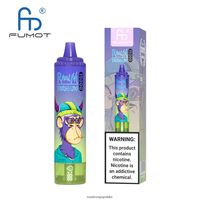Fumot RandM Tornado Urządzenie vape 15000 z baterią i wyświetlaczem ejuice w wersji 1 624VFR26 vimto - RandM Disposable Vape