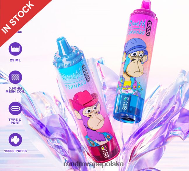 Fumot RandM Tornado Urządzenie vape 15000 z baterią i wyświetlaczem ejuice w wersji 1 624VFR30 różowa lemoniada - RandM Tornado Smaki