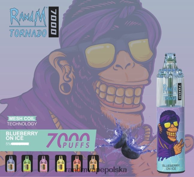 RandM Tornado 7000 urządzenie do waporyzacji z kontrolą przepływu powietrza 1 szt 624VFR166 lód mandarynkowy - RandM Disposable Vape