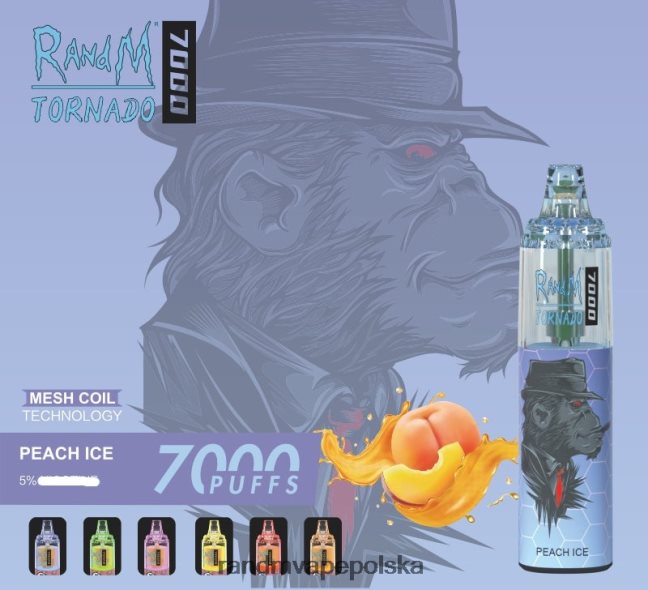 RandM Tornado 7000 urządzenie do waporyzacji z kontrolą przepływu powietrza 1 szt 624VFR166 lód mandarynkowy - RandM Disposable Vape