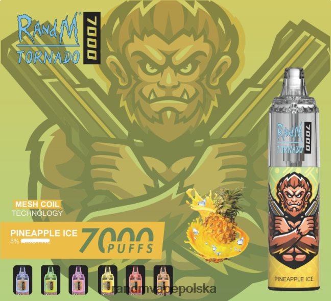 RandM Tornado 7000 urządzenie do waporyzacji z kontrolą przepływu powietrza 1 szt 624VFR166 lód mandarynkowy - RandM Disposable Vape