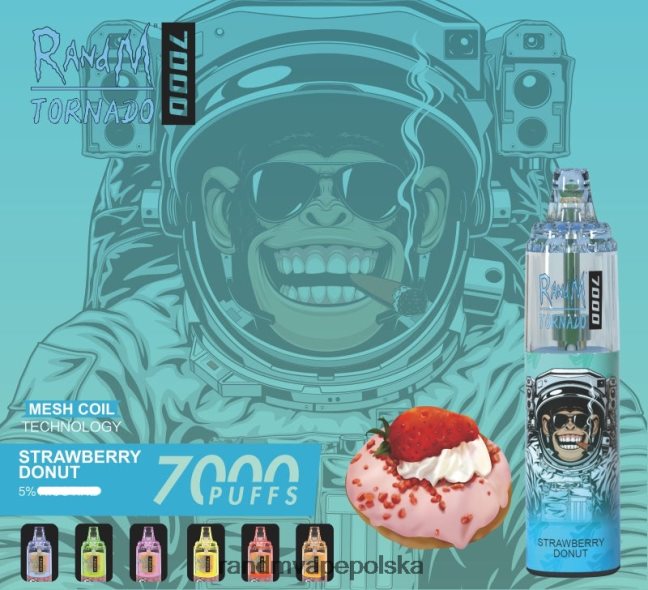 RandM Tornado 7000 urządzenie do waporyzacji z kontrolą przepływu powietrza 1 szt 624VFR166 lód mandarynkowy - RandM Disposable Vape