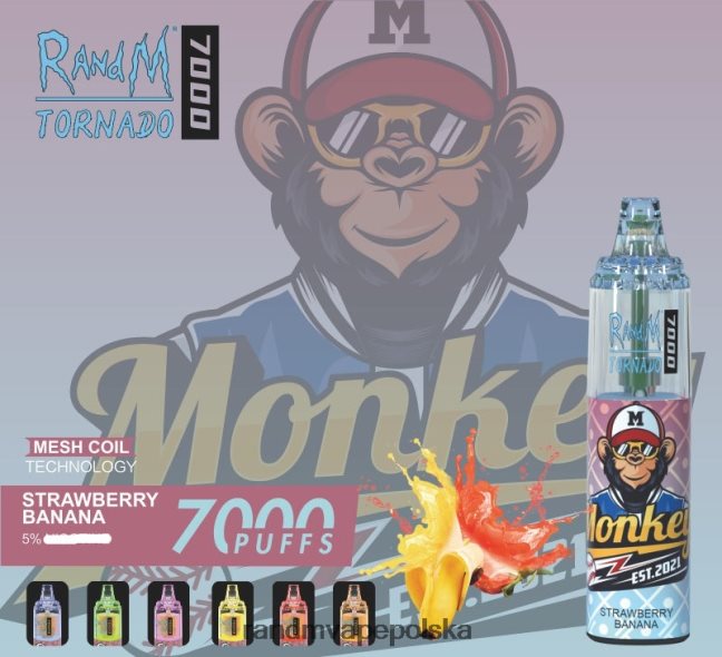 RandM Tornado 7000 urządzenie do waporyzacji z kontrolą przepływu powietrza 1 szt 624VFR166 lód mandarynkowy - RandM Disposable Vape