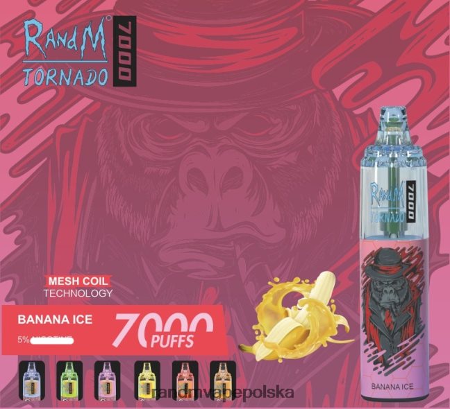 RandM Tornado 7000 urządzenie do waporyzacji z kontrolą przepływu powietrza 1 szt 624VFR172 lód bananowy - RandM Vape Polska