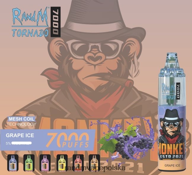 RandM Tornado 7000 urządzenie do waporyzacji z kontrolą przepływu powietrza 1 szt 624VFR173 lód winogronowy - RandM Tornado Polska
