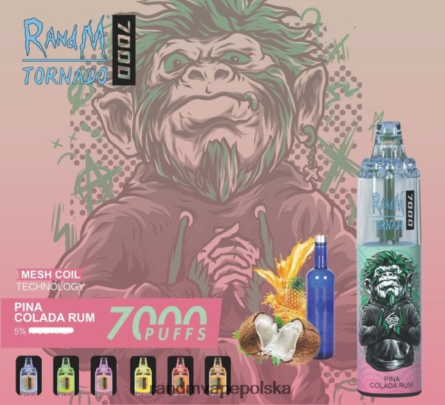 RandM Tornado 7000 urządzenie do waporyzacji z kontrolą przepływu powietrza 1 szt 624VFR175 rum pinacolada - RandM Vape Warszawa