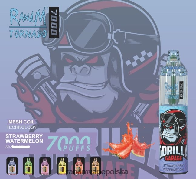 RandM Tornado 7000 urządzenie do waporyzacji z kontrolą przepływu powietrza 1 szt 624VFR178 arbuz stawberry - Tornado Vape Wrocław