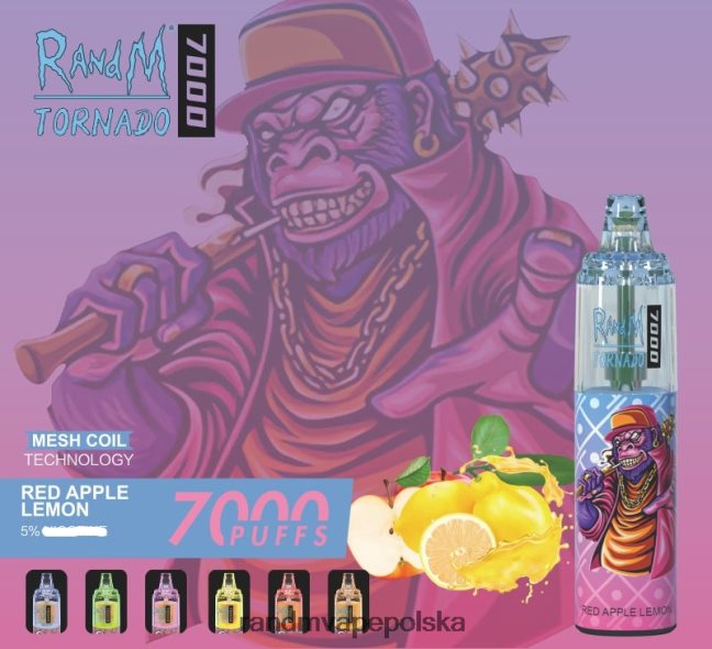 RandM Tornado 7000 urządzenie do waporyzacji z kontrolą przepływu powietrza 1 szt 624VFR179 czerwone jabłko i cytryna - RandM Tornado Cena