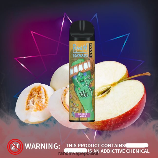 RandM Tornado 8000 urządzenie do waporyzacji z kontrolą przepływu powietrza 1 szt 624VFR245 melon z czerwonego jabłka - RandM Vape Warszawa