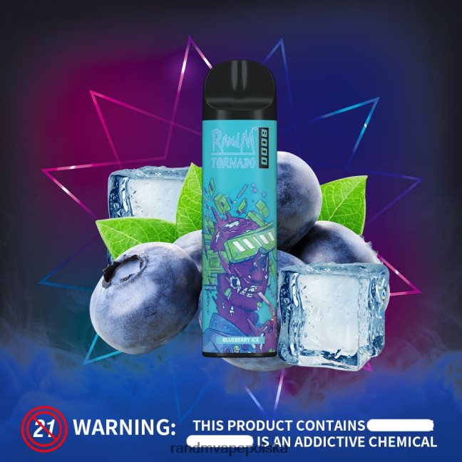 RandM Tornado 8000 urządzenie do waporyzacji z kontrolą przepływu powietrza 1 szt 624VFR248 lód jagodowy - Tornado Vape Wrocław