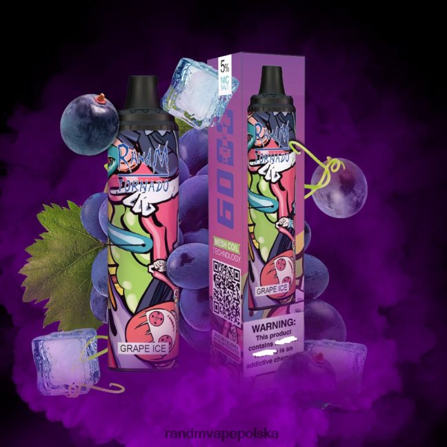 RandM Tornado Urządzenie Vape Pod z kontrolą przepływu powietrza 6000 1 szt 624VFR284 lód winogronowy - RandM Opinie