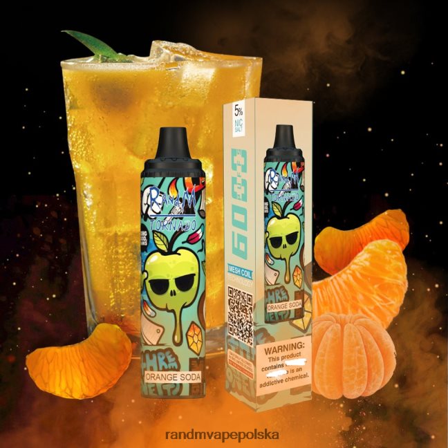 RandM Tornado Urządzenie Vape Pod z kontrolą przepływu powietrza 6000 1 szt 624VFR287 soda pomarańczowa - RandM Tornado Warszawa