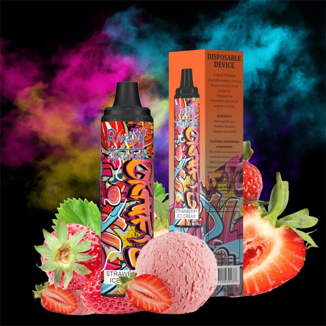 RandM Tornado Urządzenie Vape Pod z kontrolą przepływu powietrza 6000 1 szt 624VFR289 lód truskawkowy z mango - RandM Tornado Cena