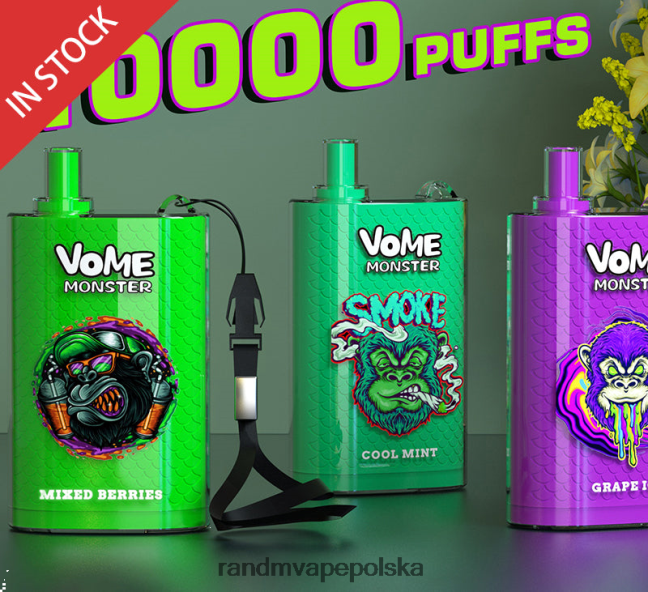 RandM Vome Monster Urządzenie Vape Pod z kontrolą przepływu powietrza 10000 1szt 624VFR277 bujny lód - RandM Tornado Warszawa