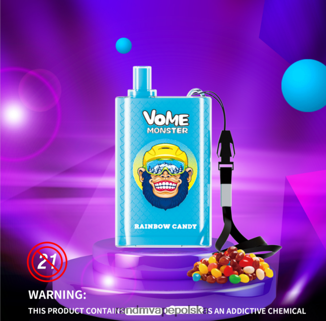 RandM Vome Monster Urządzenie Vape Pod z kontrolą przepływu powietrza 10000 1szt 624VFR277 bujny lód - RandM Tornado Warszawa